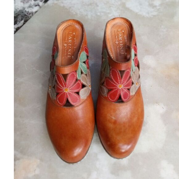 L' Artiste by Spring Step, Tan Leather Helga Mules Size EU 40 - Picture 2 of 10